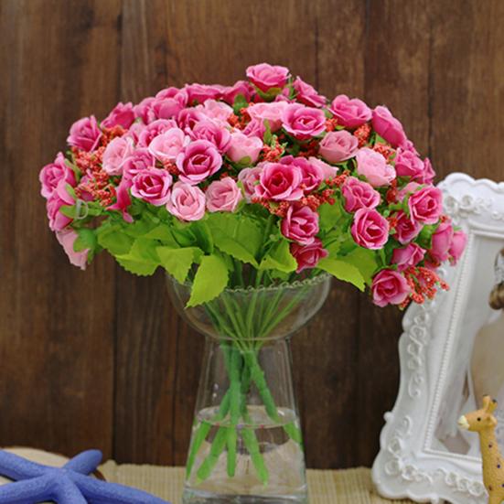 1 Bouquet 21 Head Artificial Fake Rose Wedding Party Home Decoration Flower