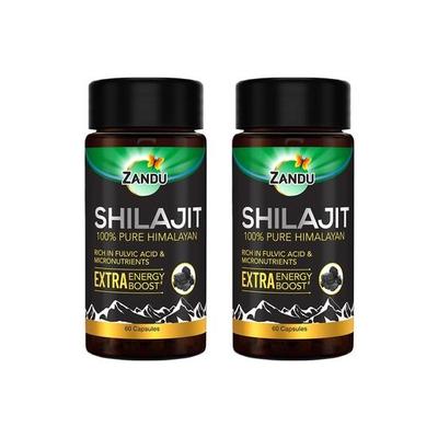 Shilajit Kapseln, 60 Kapseln x Po2, Original und Reines Himalaya Shilajeet, Stärkt Immunität, Kraft und Ausdauer.