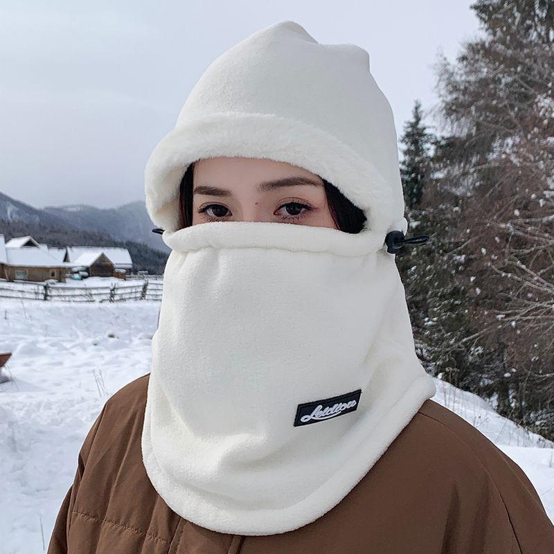 Integrated Cold Riding Winter Electric Vehicle Windproof Mask Hat Women's Ski Warm Scarf Headgear Neck Protector Cotton Hat