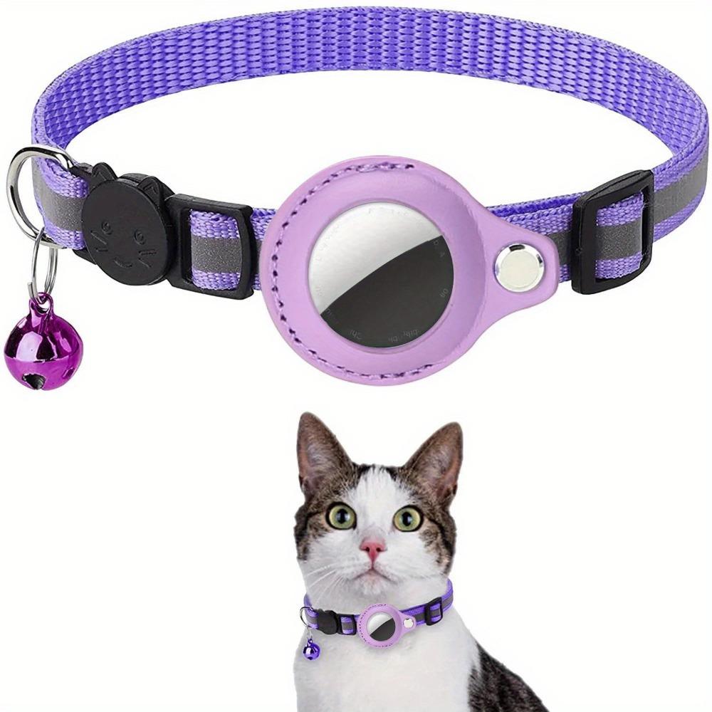 Cat AirTag Holder Halsbånd Breakaway Refleksstrimler Justerbar kattungehalsbånd Vanntett Cat Bell Collar Pet Air Tag Case