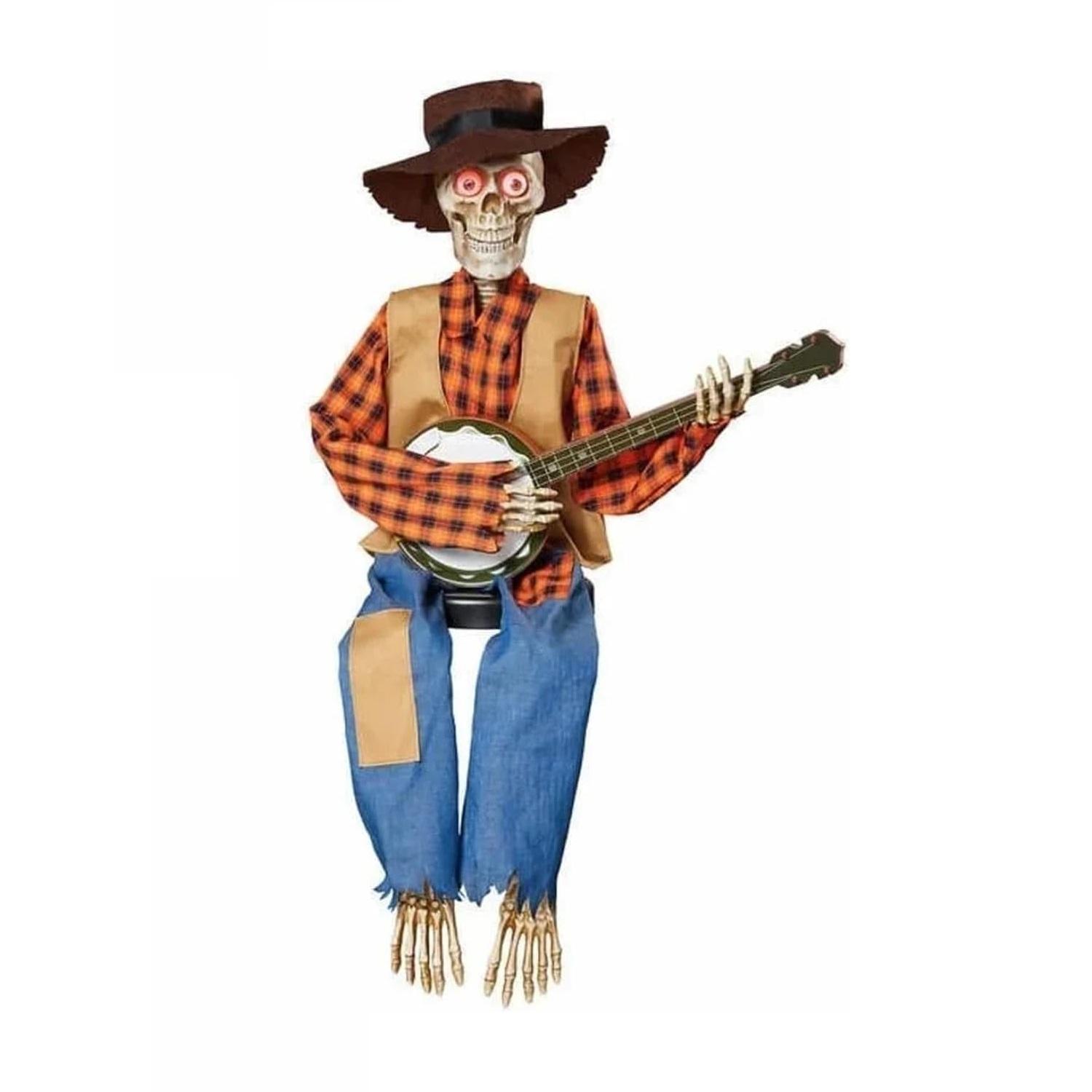 

Хэллоуин Анимированный Скелет, Играющий на Банджо, Светящийся Поющий Ковбойский Череп, Статуэтка с Движущимися Руками и Головой, Жуткие Музыкальные Подарки with light жёлтый