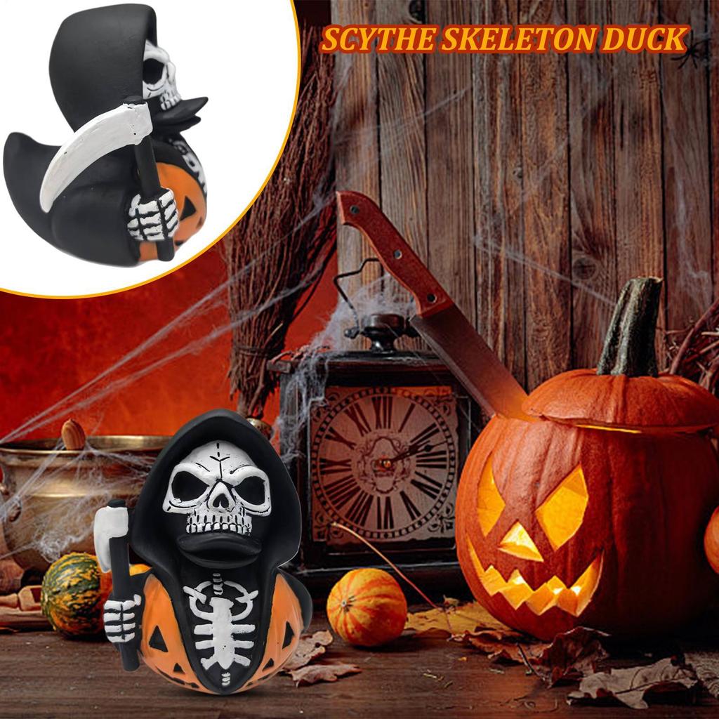 Grim Reapers Duck Grim Reapers Elements And Fun Rubber Duck Shapes Scary Death Duck Statue For Home Decor Halloween Decoration