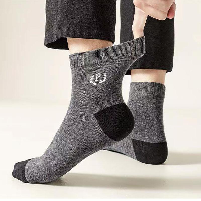 1/5 Pairs Men's Sweat-absorbing and Deodorizing Sports Socks Mid-tube Casual Cotton Socks