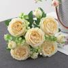 1PC Fiori Artificiali Seta Rosa Peonia Piccolo Bouquet Bianco Vasi per Casa Festa Decorazione Matrimonio Invernale Pianta Finta Economica