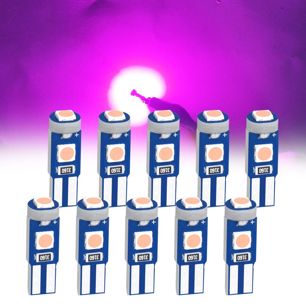 High Brightness 3030 Chips 10Pcs of T5 Led Bulb W3W W1.2W Play and Plug Car Interior Lights Auto Instrument Lamp 12V/24V Dome Lights 6