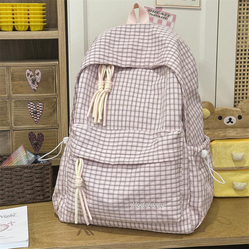 Campus Schoolbag Women's Plaid Backpack Student Large Capacity Backpack