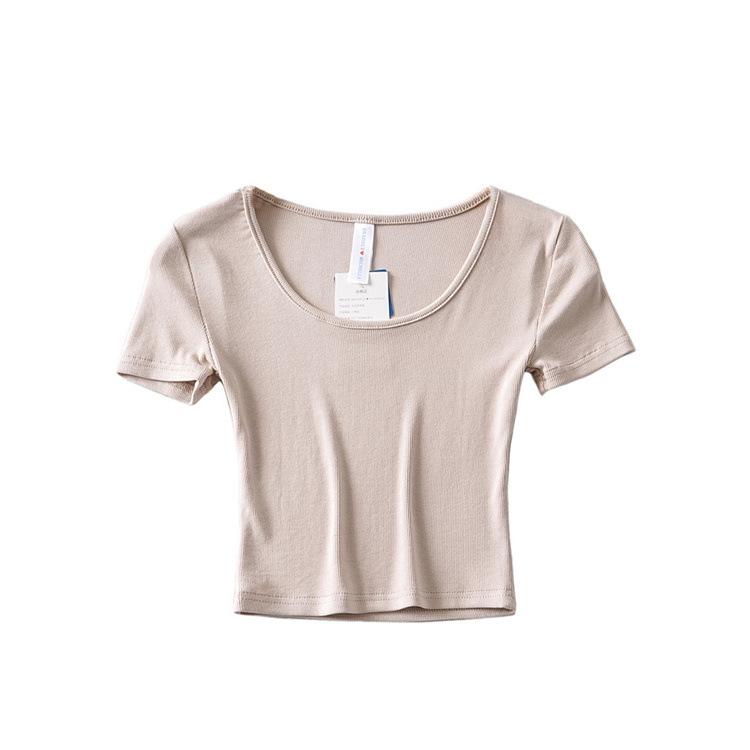 YPFF Women's Slim Fit Short Sleeve Active T-Shirt - Solid Color for Spring/Summer Workouts and Yoga