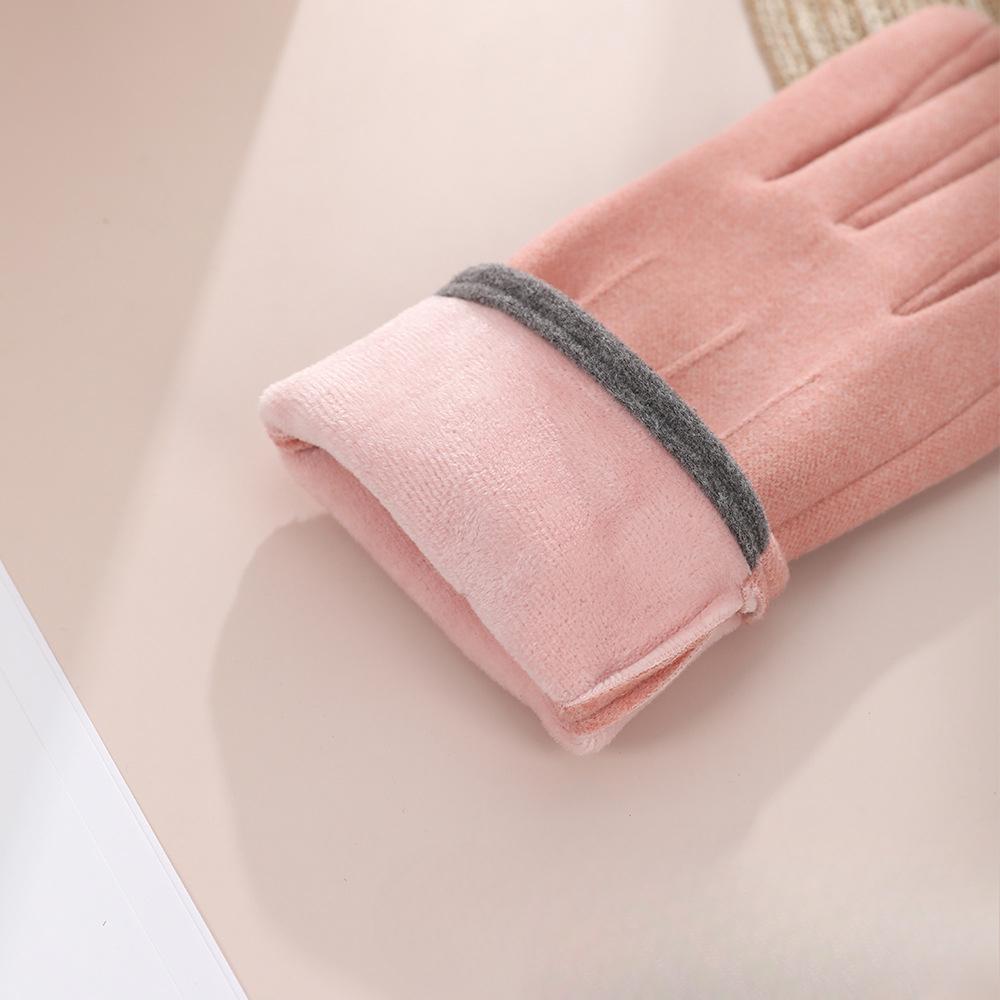 Warm Gloves Three-line Rabbit Velvet Men and Women's Fashionable Touch Screen Cold Proof Plus Velvet Outdoor Cycling Autumn and Winter Gloves