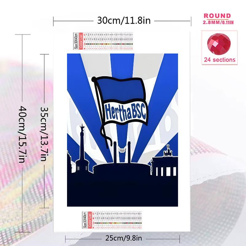 Hertha BSC Berlin Pattern 3pcs 100% Round Full Drill 5D DIY Diamond Painting Embroidery Cross Stitch Rhinestone Décor