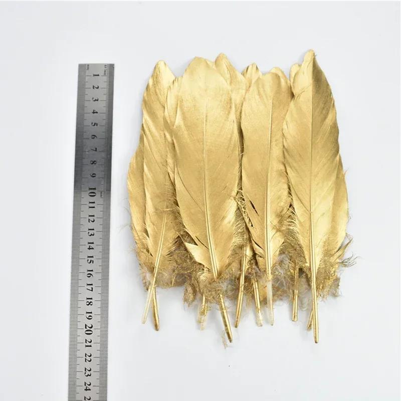 Gold Silver Goose Feathers For Crafts Duck Turkey Feather Decor Hats Jewelry Handicrafts Manmade Decorations Wedding Accessories
