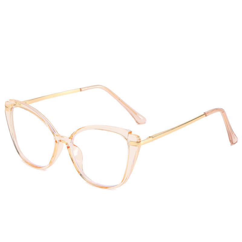 Cat Eye Flat Glasses Women'S Tr90 Spring Leg Metal Glasses Frame Anti-Blue Light Glasses