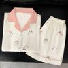 French Fighting Dog Ice Silk Pajamas Women'S Summer Short-Sleeved Suit High-End Loungewear Can Be Worn Outside