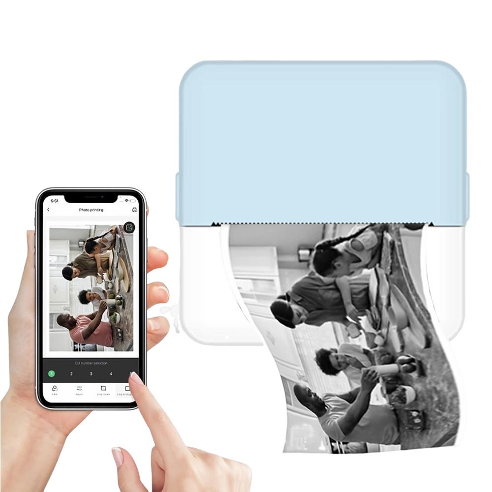

2024 Мини-термопринтер Bluetooth Беспроводная бесчернильная фотопечать Карманный портативный принтер с наклейками для заметок и этикеток для домашнего офиса. белый