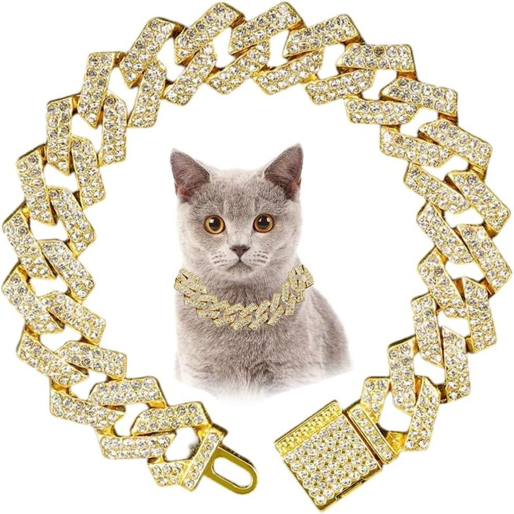 Inlaid Rhinestone Bling Diamond Dog Necklace Hip Hop Link Chain Necklace Dog Diamond Chain Collar