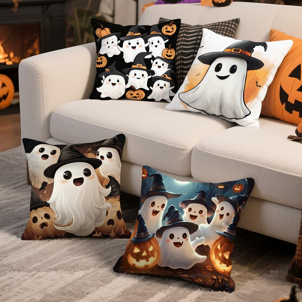 Halloween Cute Ghost Pillowcase Printed Polyester 45X45Cm Throw Pillowcover Decorative Sofa Cushion Pillowslip Home Decor