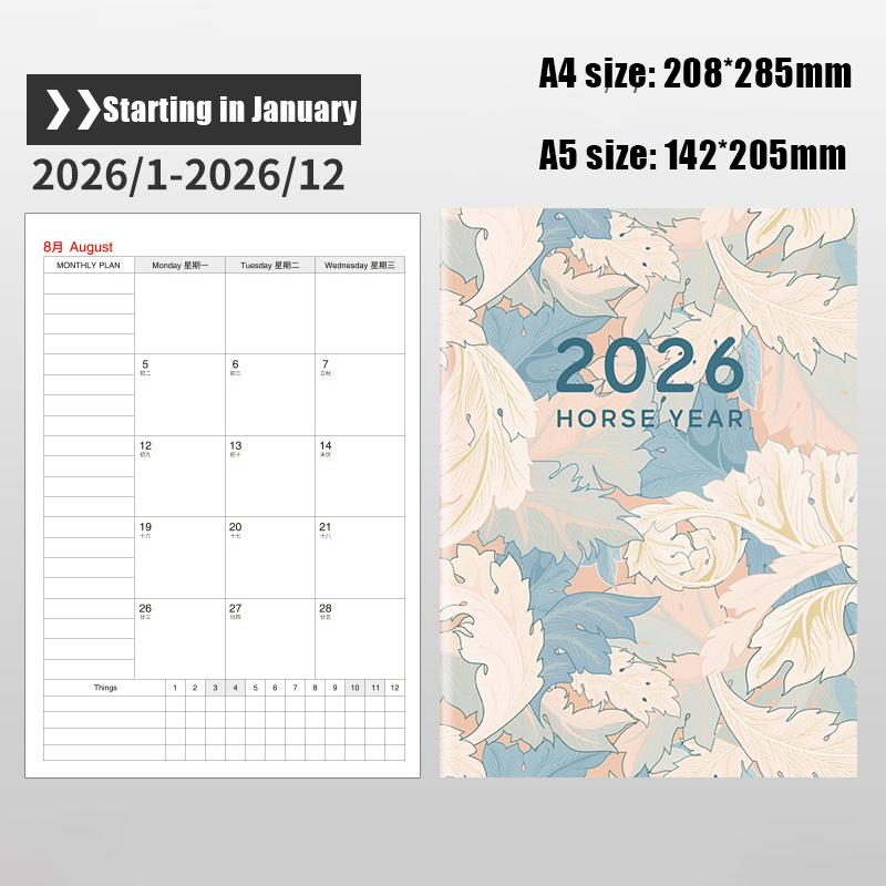 2026 Calendar Planners Yearly 365 Days Efficiency Notebooks Monthly Diary Journals Weekly Goal Habit Tracker Agenda Schedules