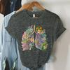 Colorful Anatomical Heart Lungs Tshirt Women Plant Floral Graphic Anatomy Tshirt Top Funny Cardiac Nurse Gift Summer Shirt 2024
