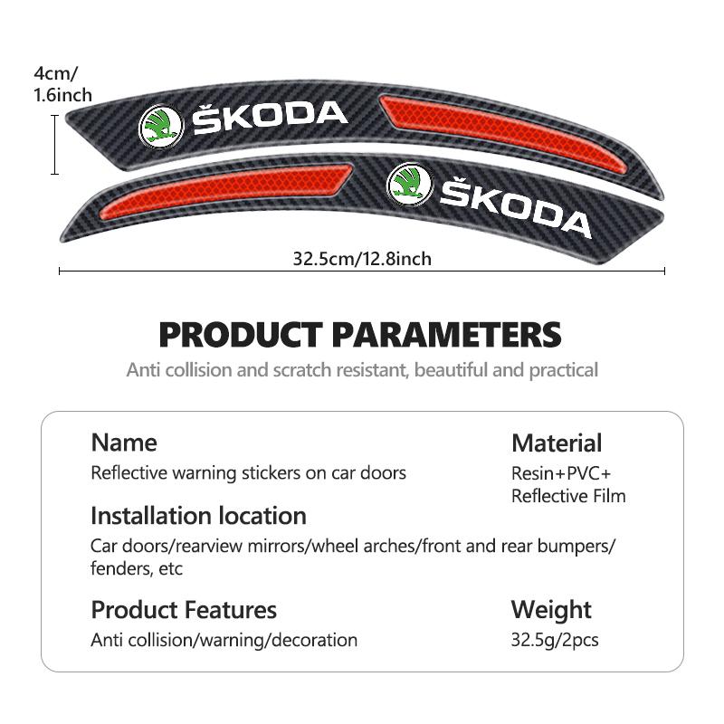 cycr3 For Skoda Carbon Fiber Car Wheel Eyebrow Fender Sticker Reflective Strips Warning Protector Strip Octavia Superb RAPID FABIA