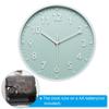 PATIKIL 20 Cm Wall Clock, 3D Numbers, Quartz Movement, Silent, No Tick-Clack, Round Wall Clock, for Office and Bedroom Decoration, Light Green