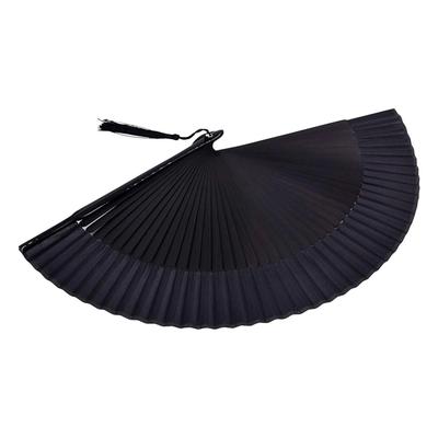 Vintage Schwarzer Bambus-Faltfächer – Handgefertigt, Retro Chinesisch/Japanischer Stil, 21,01 cm, Leicht & Langlebig