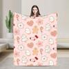 Christmas Gingerbread Pattern  Pastel Pink Red Blankets Coral Fleece Plush Autumn Soft Throw Blankets for Sofa Outdoor Rug Piece