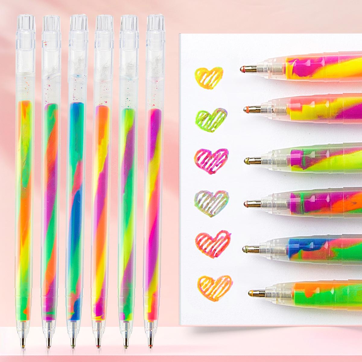 Трехцветная градиентная радужная ручка - Мечтательный спиральный глиттерный пастельный для студентов и рисования своими руками 1.2mm