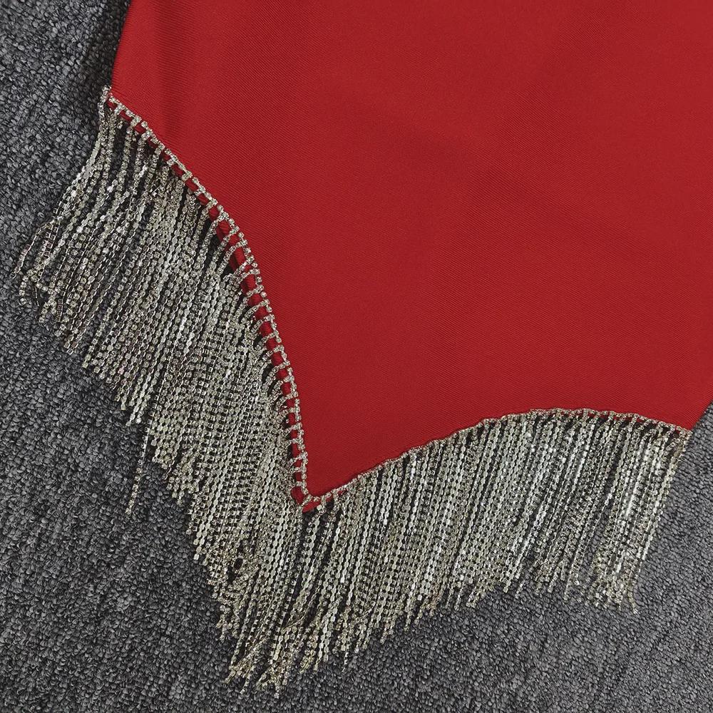 Evropské a americké letní bez rukávů s výstřihem do V a diamantovými obvazy večerní šaty