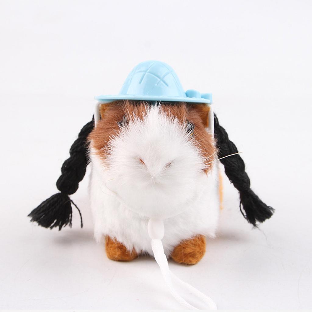 Soft Pet Miniature Hat with Long Braids For Guinea Pigs Hamsters Photo Props Costume Accessories For Cockatiels Parrots