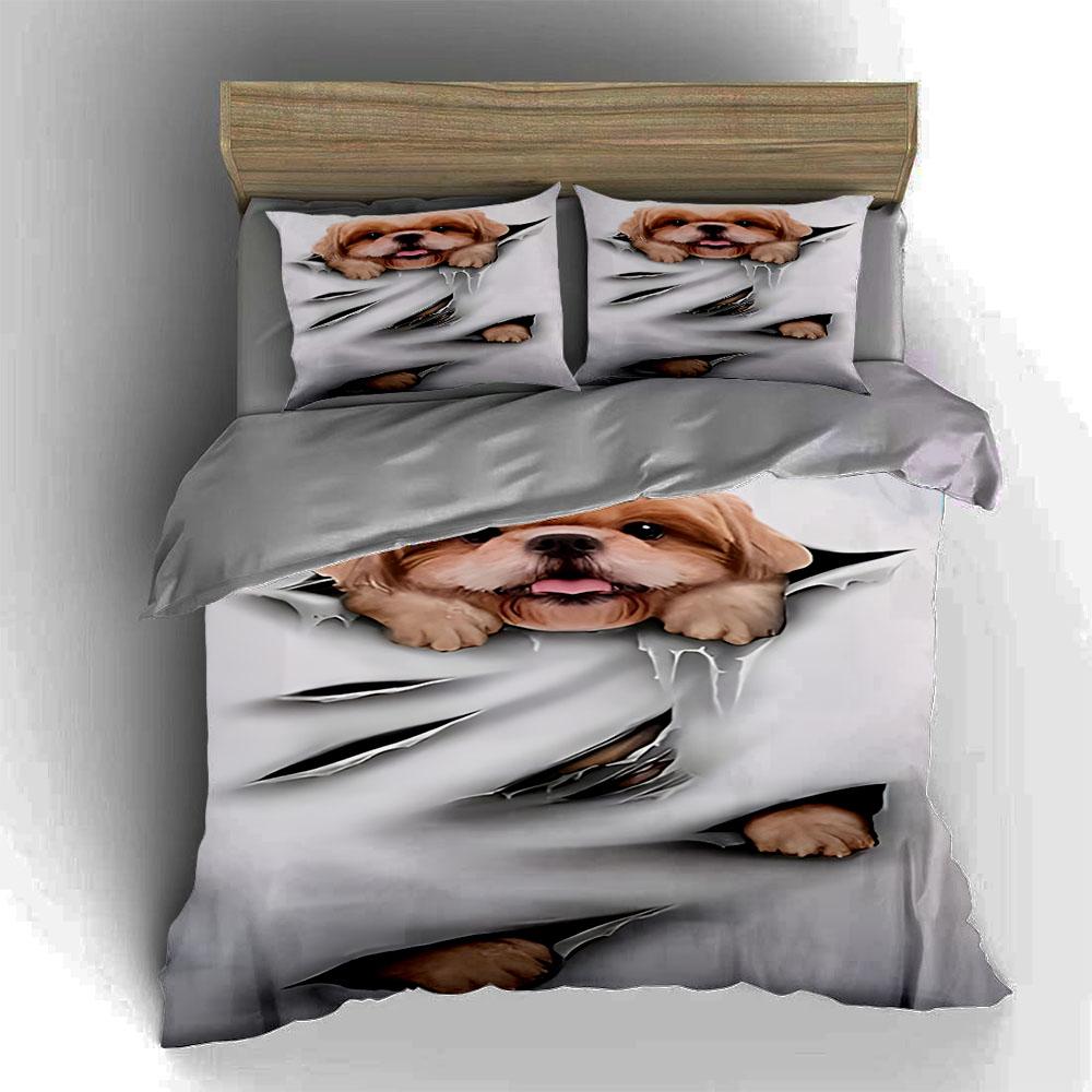 Cute dog illustration. Bedding Duvet cover sets Duvet covers Pillowcases gifts (1 * Duvet Cover 2 * Pillowcases, without duvet insert)