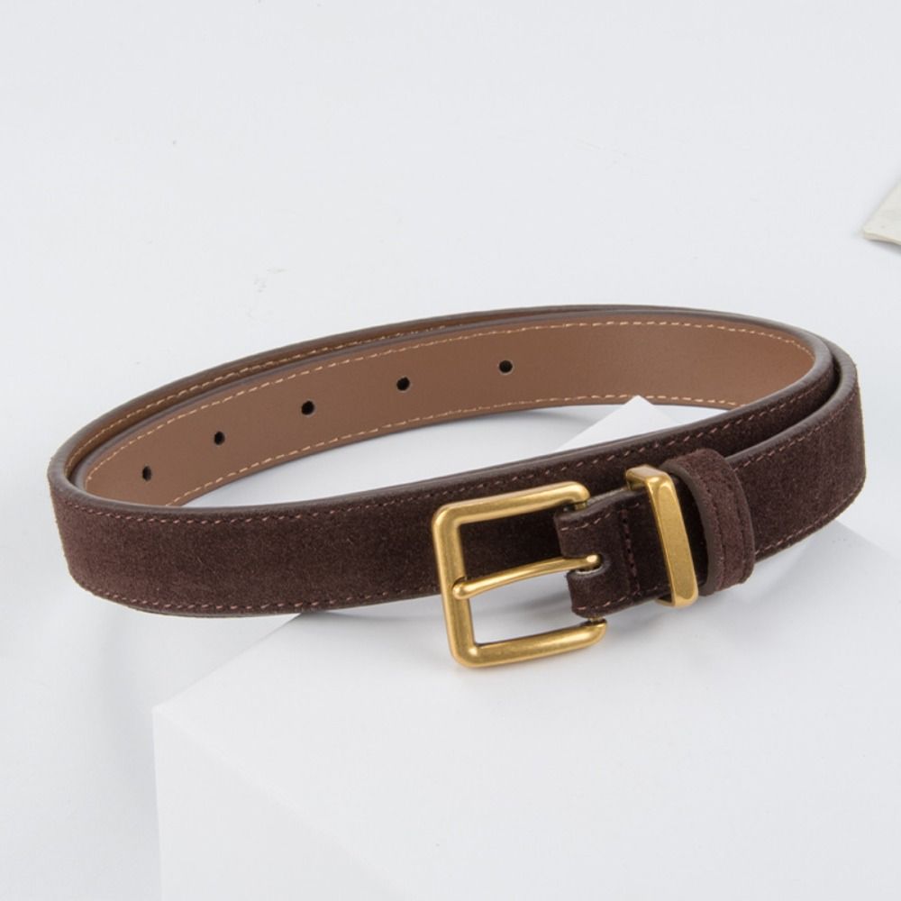 Luxury Design Suede Leather Belt Trendy Pin Buckle Waistband Retro Business Waist Strap  Gifts