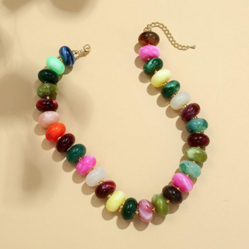 Collana Colorata Esagerata con Perline alla Moda per Donna Design di Nicchia Collana Impilabile Versatile