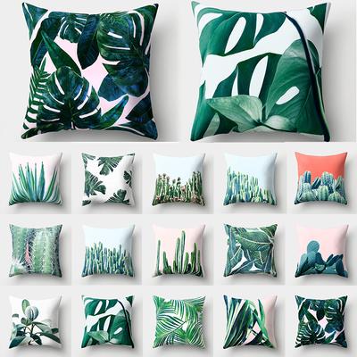 Green Tropical Plant Pillowcase Leaves Cushion Cover Sofa Lumbar Pillow Home Decor Pillowcase