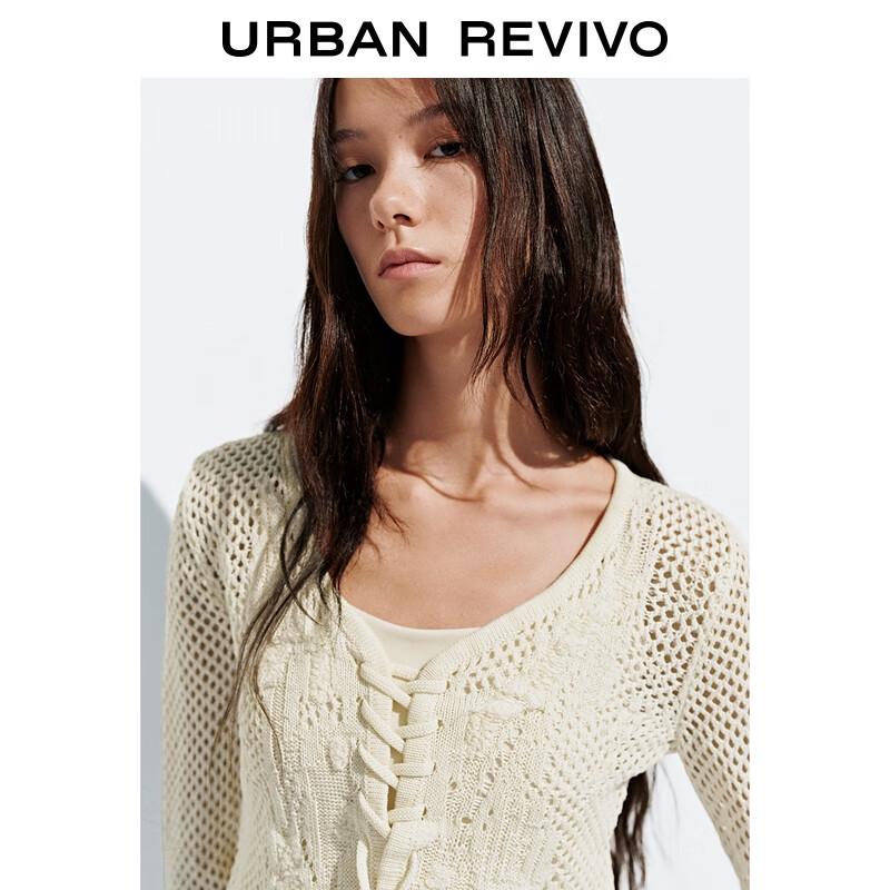 UR 2025 Autumn Designer Series Women's Hollow Knit Cardigan