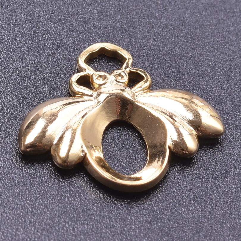 5pcs 18k Real Gold Plated Animal Pendant Stainless Steel Butterfly Charm For Jewelry Making Supplies Papillons Fuxk Men Pendants
