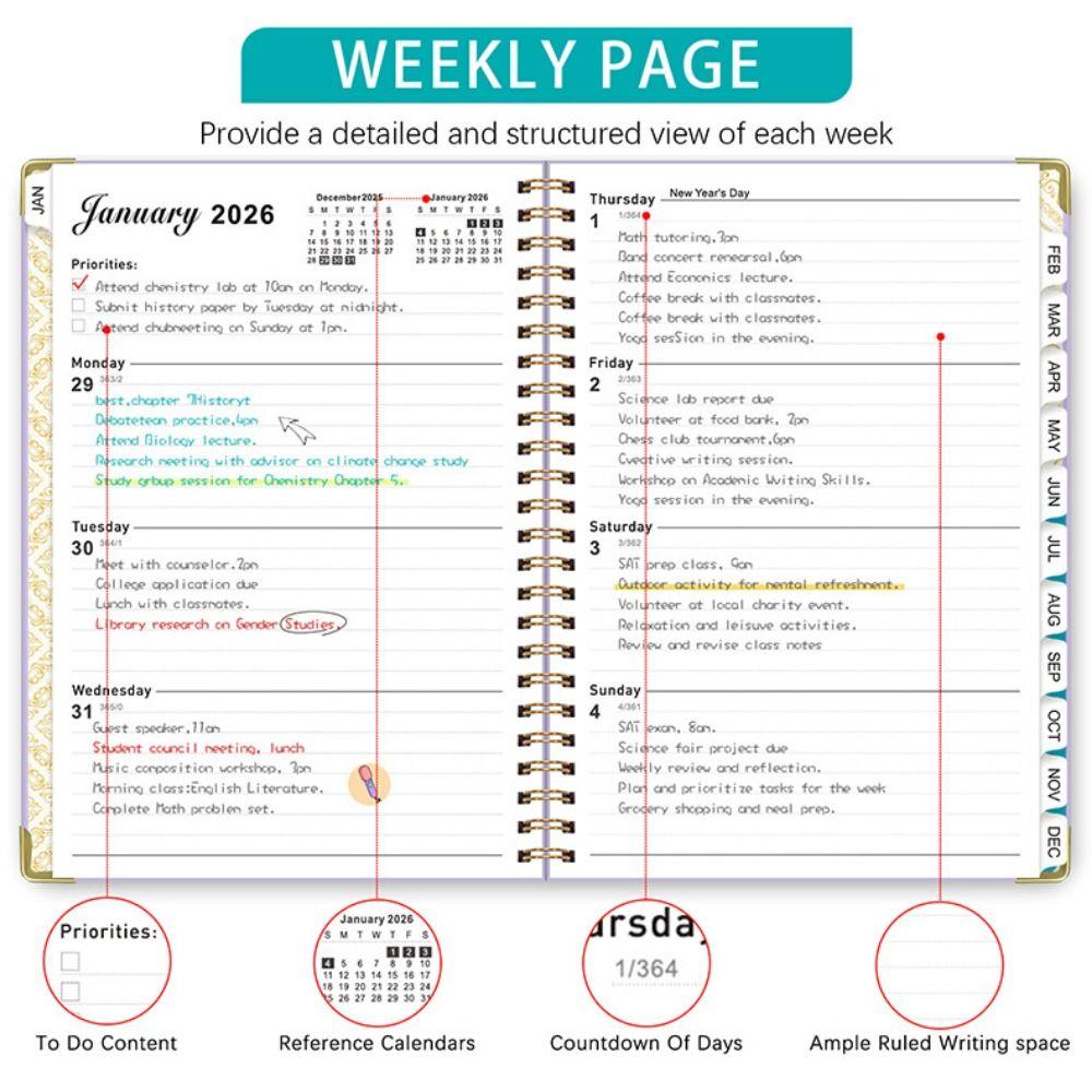 Learning Plan Diary Schedules Organizer Work Efficiency Monthly Planner  School