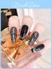 Trendy Black Cat Eye Manicure Stickers With Sparkling Gems Handcrafted And Glamorous