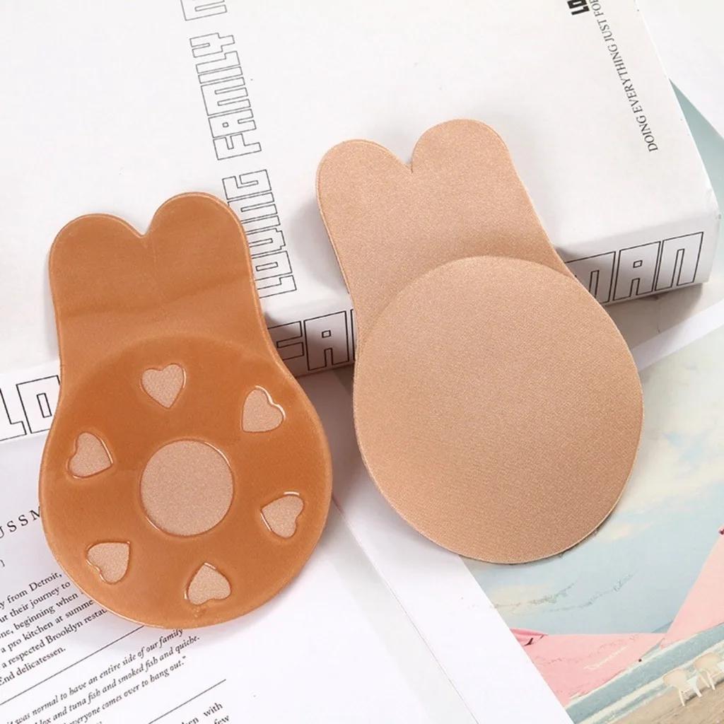 1 para Taśma do unoszenia piersi w kształcie uszu królika, Cienka oddychająca niewidoczna taśma do unoszenia piersi, Duży rozmiar zapobiegający opadaniu niewidoczny biustonosz biustonosz do unoszenia piersi