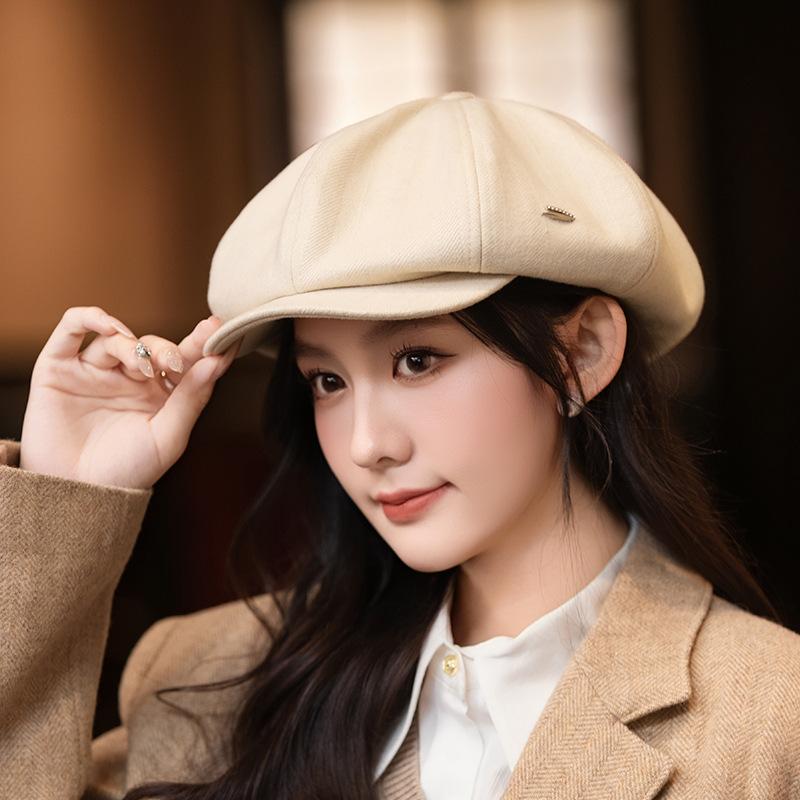 

Высококлассный Универсальный Облачный Берет для Женщин Модный Осень-Зима Делающий Лицо Маленьким Восьмиугольный Колпак Для Путешествий На Открытом Воздухе Газета Детская Шапка Новинка One Size