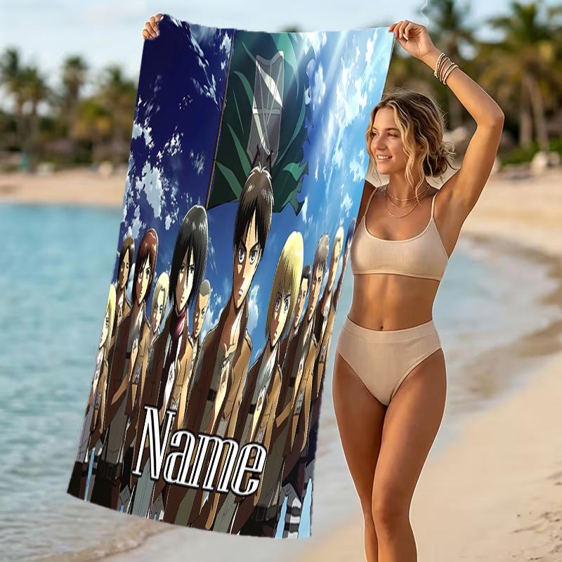 Customizable personalized beach towels Attack on Titan themed designs.Suitable for the beach, yoga, sports;ideal as beach accessories