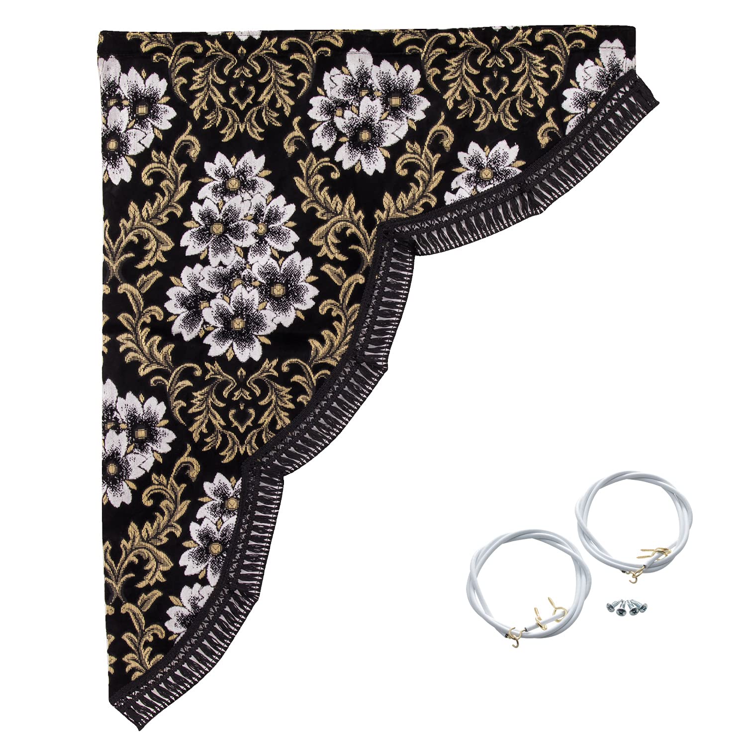 

Miyabi Miyabi Боковая штора для грузовика Сакура Черный с черным 650 мм x Шторы, Средний, Узор, Бахрома, MSC-SA-BKM (Ш В 750мм) чёрный