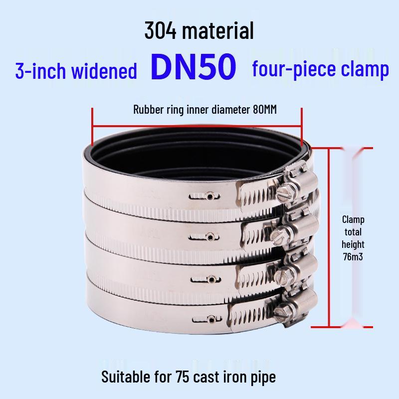 Heavy-Duty Stainless Steel and Cast Iron Flexible Pipe Clamp for Sewer and Drain Pipes