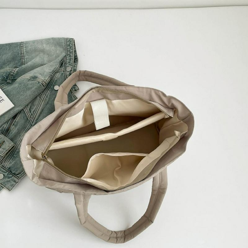 Korean Style Winter Shoulder Bag Large Capacity Down Texture Versatile Tote Bag for Women Students Commute Casual Storage Bags