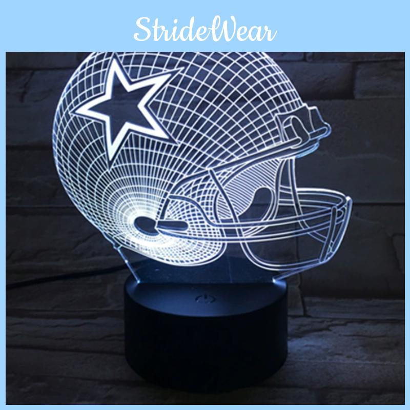 Rugby Cap Pattern 3d Led Night Light With Touch Control For Home Decor Gift