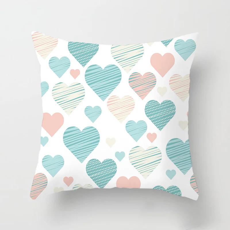 Love Heart Letters Floral Pillowcase Modern Nordic Fashion Pink Cushion Cover Sofa Seat Wedding Decorative Throw Pillows Cover