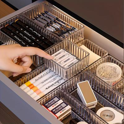 High Quality7pcs/8pcs/9pcs Acrylic Drawer Organizer Set, Cosmetic Storage Box with Dividers for Vanity and Desktop Skincare Organization, Includes