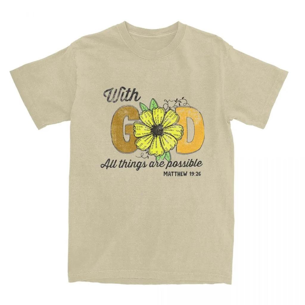 Sunflower Prayer Faith T Shirt With God All Things Are Possible Tee Shirt T-Shirts  Graphic Printed Clothing