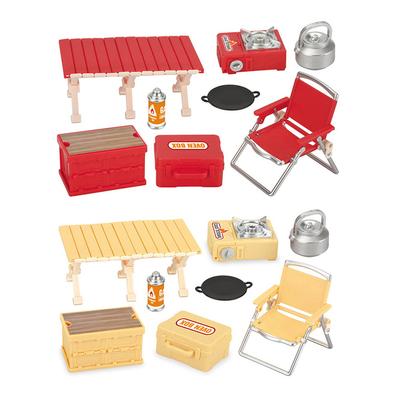 Simulation Mini Picnic Camping Set Dollhouse Outdoor Scene Decor Folding Tables Chair Stool Cassette Stoves Kid Pretend Play Toy