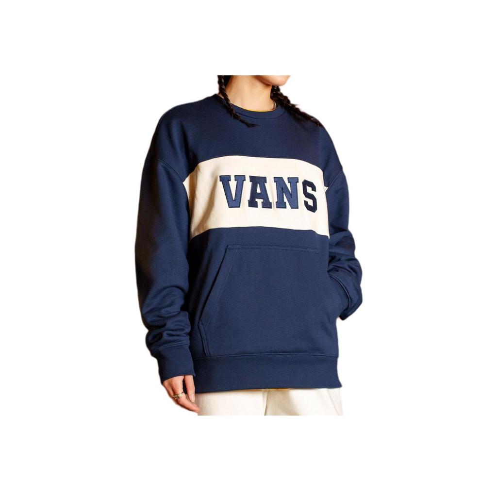 Vans Logo Retro Sports Print Color Block Letter Pullover Casual Sweatshirt Unisex sweatshirt Dark-Blue VN0002HRLKZ