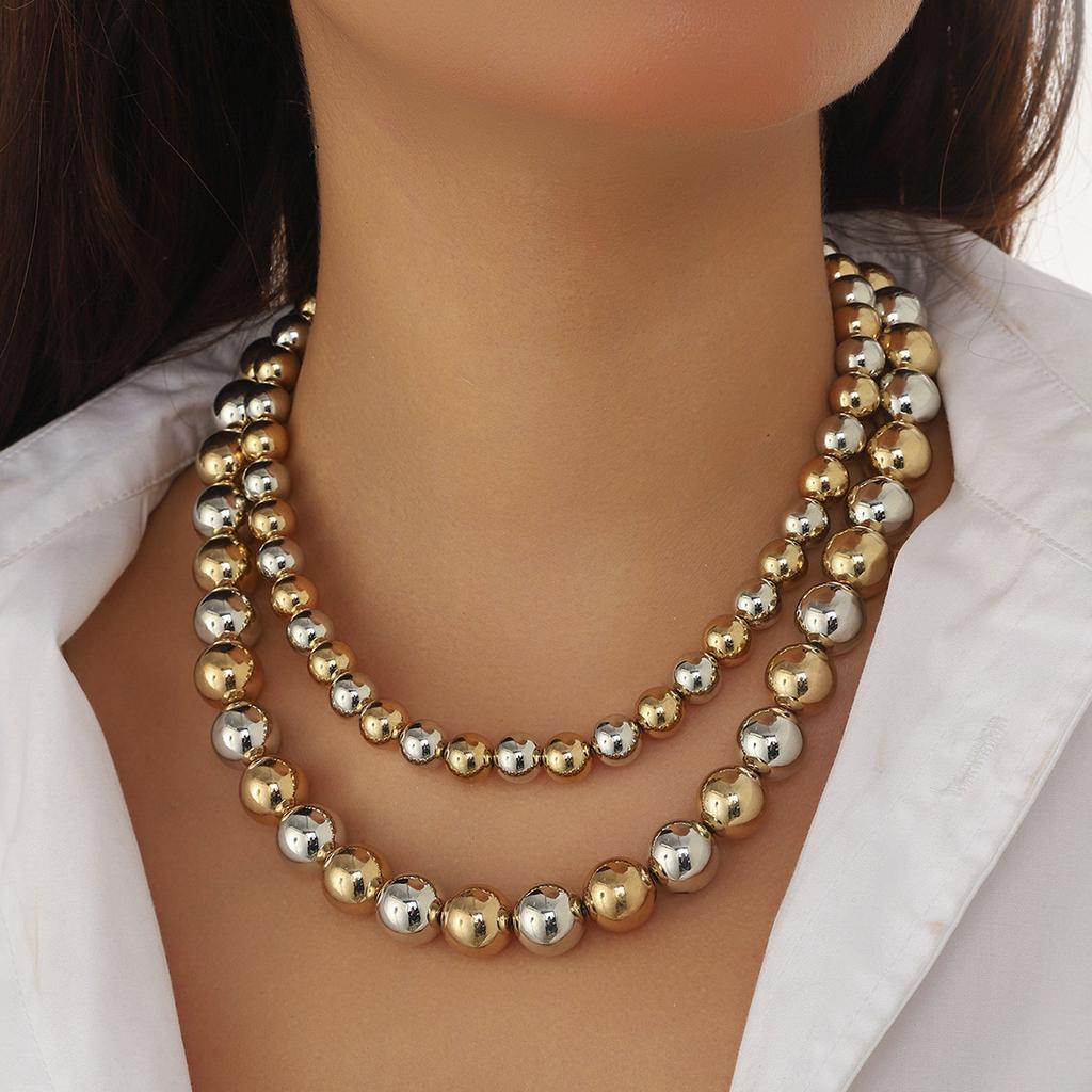 Creative Multi-layer Pearl CCB Sweater Chain Collarbone Chain Temperament Elegant Love-shaped Layer Necklace