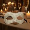 Adjustable Party Masks Halloween Half Face Masquerade Mask Pearl Decor Venetian Black Mask Elegant Costume Accessory for Stage Show Evening